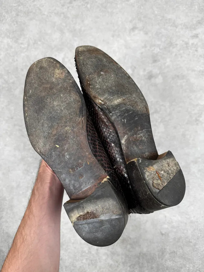 2000s Cavalli Brown Python Leather Boots RNbNUXh 4