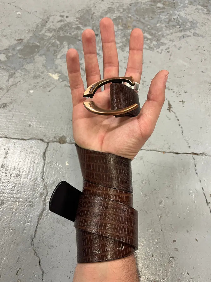 2000s Cavalli Brown Snake Effect Leather Belt AeBLhfx 1