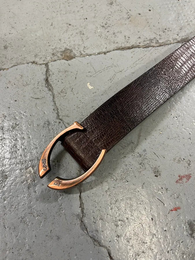 2000s Cavalli Brown Snake Effect Leather Belt AeBLhfx 4