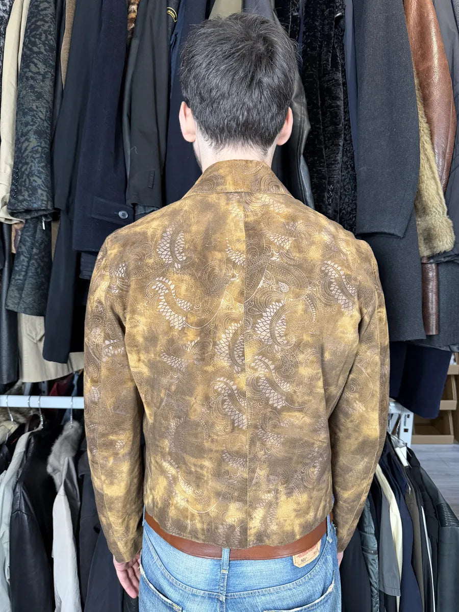 2000s Cavalli Brown Spiritual Dragon Faded Leather Premium Jacket qknsCpO 3