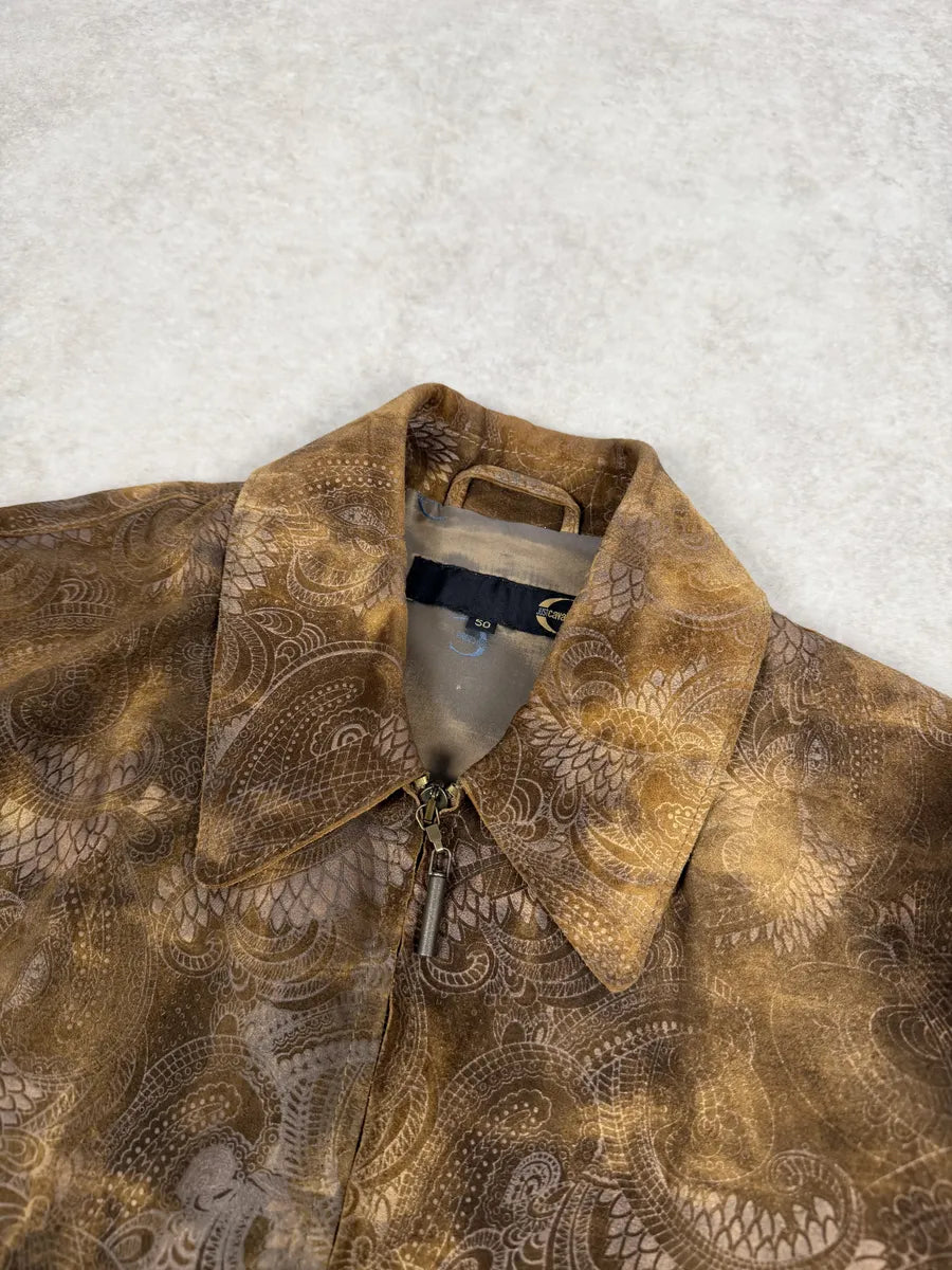 2000s Cavalli Brown Spiritual Dragon Faded Leather Premium Jacket qknsCpO 9
