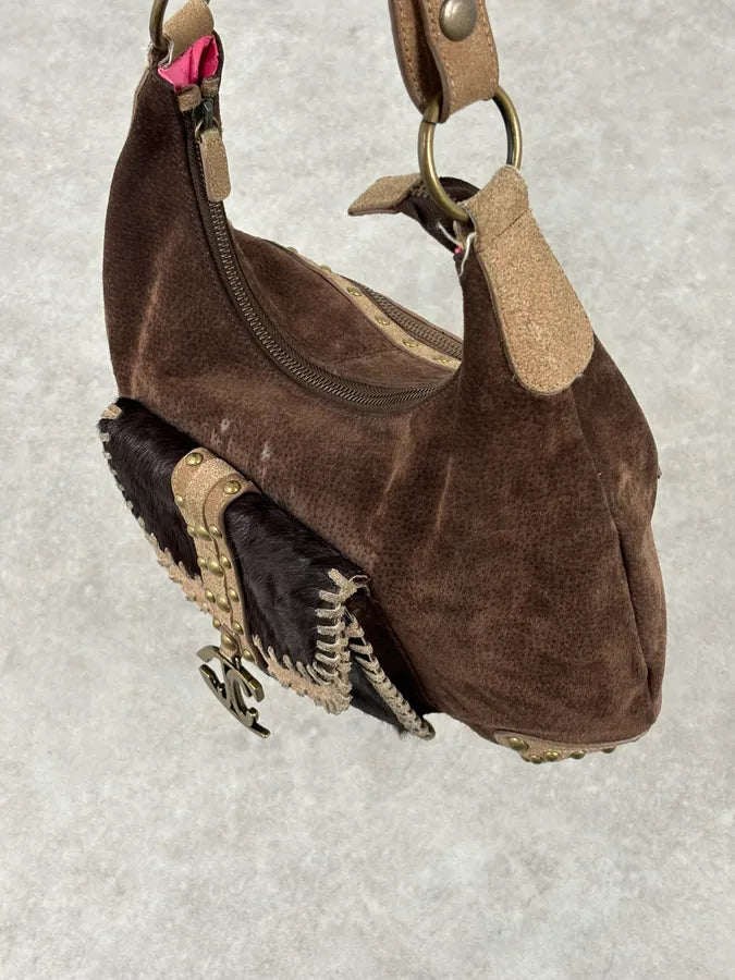 AW2008 Cavalli Brown Suede Leather Handle Bag syXAvaX 7