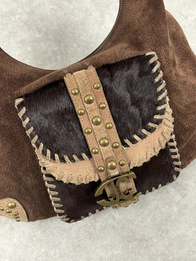 AW2008 Cavalli Brown Suede Leather Handle Bag syXAvaX 8