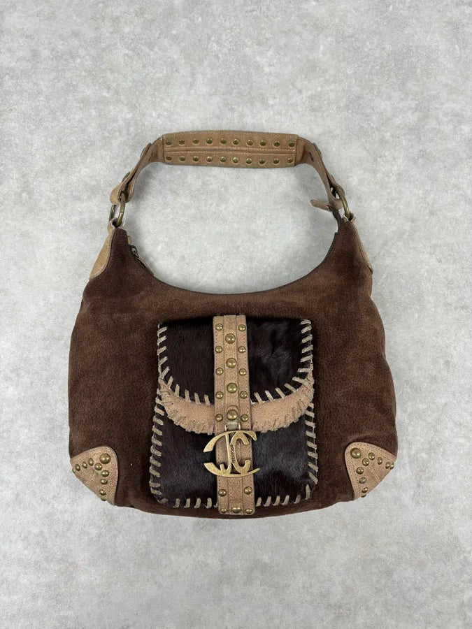 AW2008 Cavalli Brown Suede Leather Handle Bag syXAvaX 0