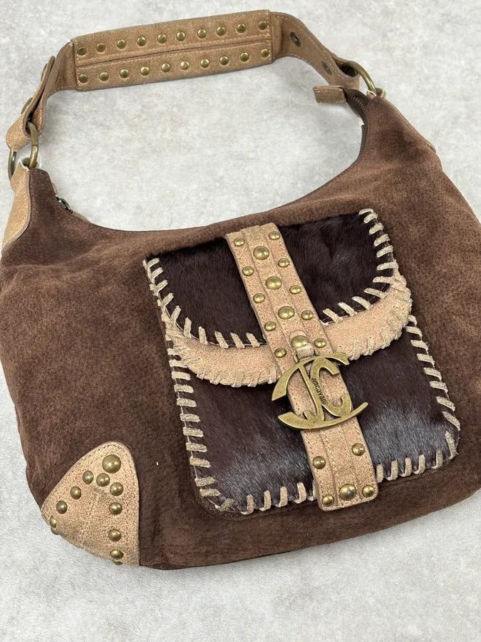 AW2008 Cavalli Brown Suede Leather Handle Bag syXAvaX 3