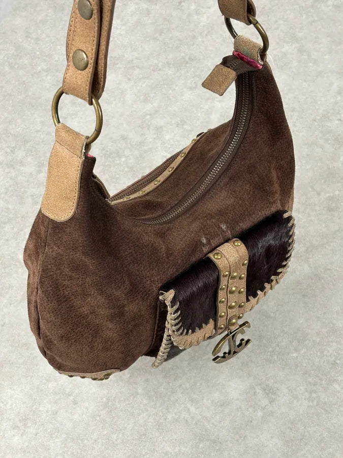 AW2008 Cavalli Brown Suede Leather Handle Bag syXAvaX 6
