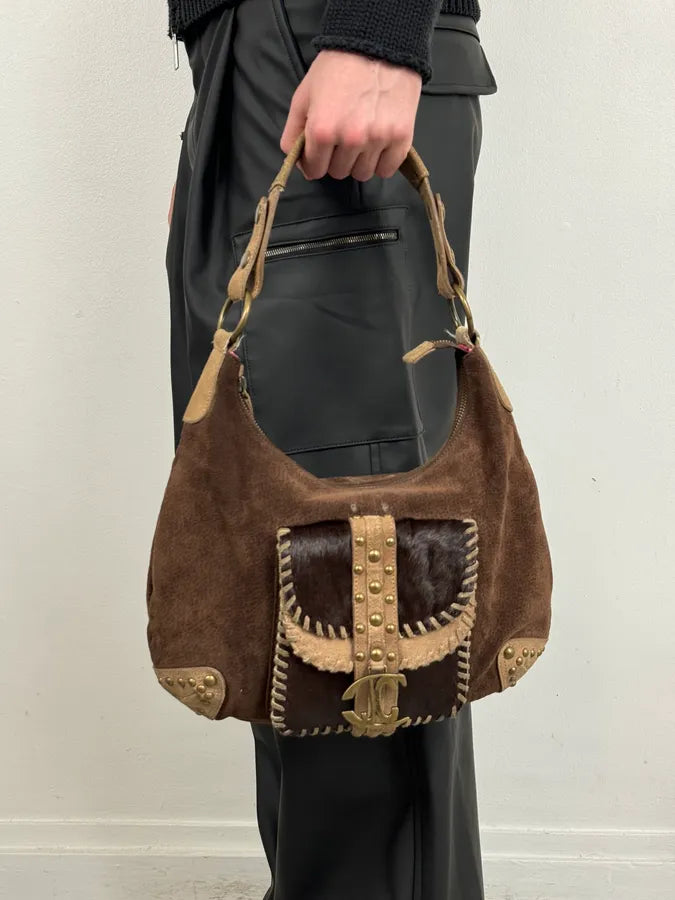 AW2008 Cavalli Brown Suede Leather Handle Bag syXAvaX 2