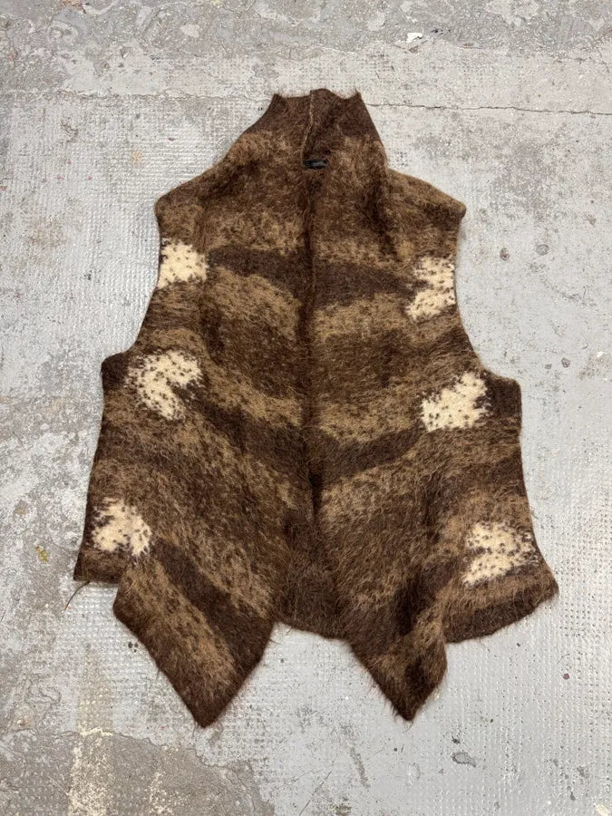 2000s Cavalli Brown White Panther Wool Tank Top aisbzJk 0