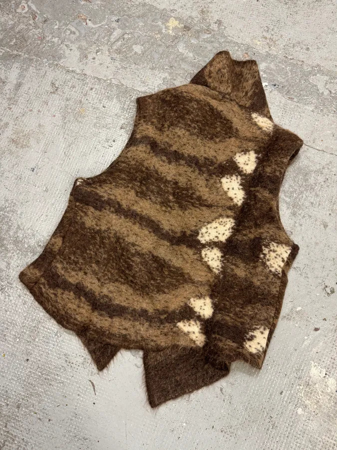 2000s Cavalli Brown White Panther Wool Tank Top aisbzJk 4