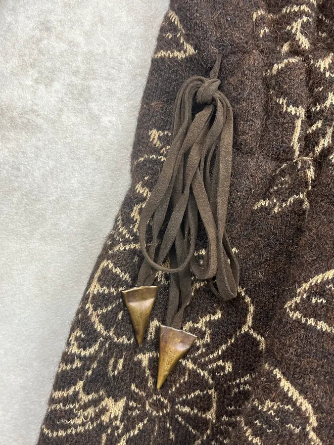 2000s Cavalli Brown Wool Alpaca Floral Removable Fur Collar Cardigan ReRgHiC 10