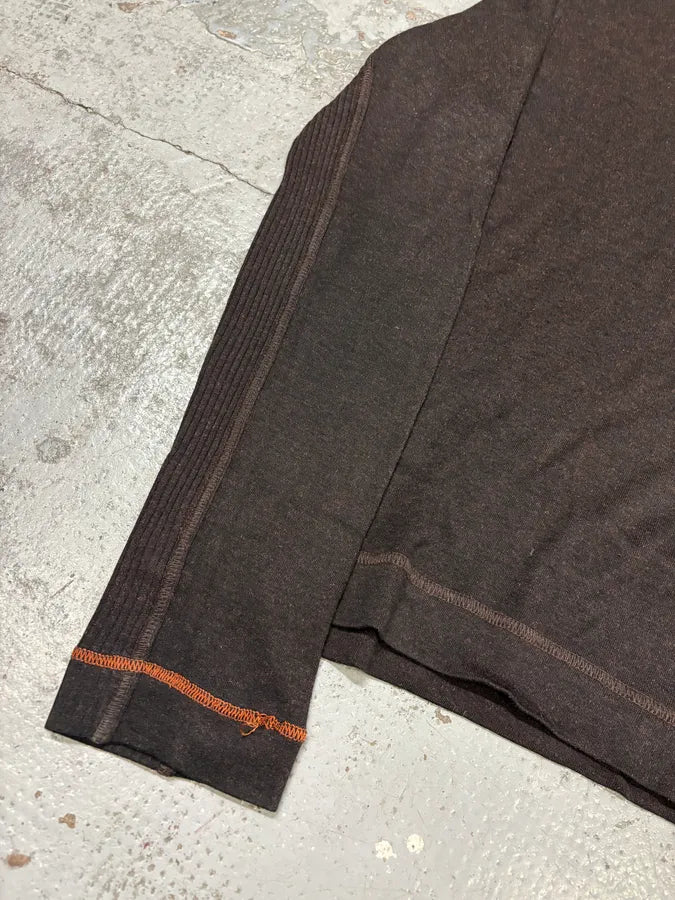 2000s Cavalli Brown Wool Contrast Stitch Sweater tFfAagK 6
