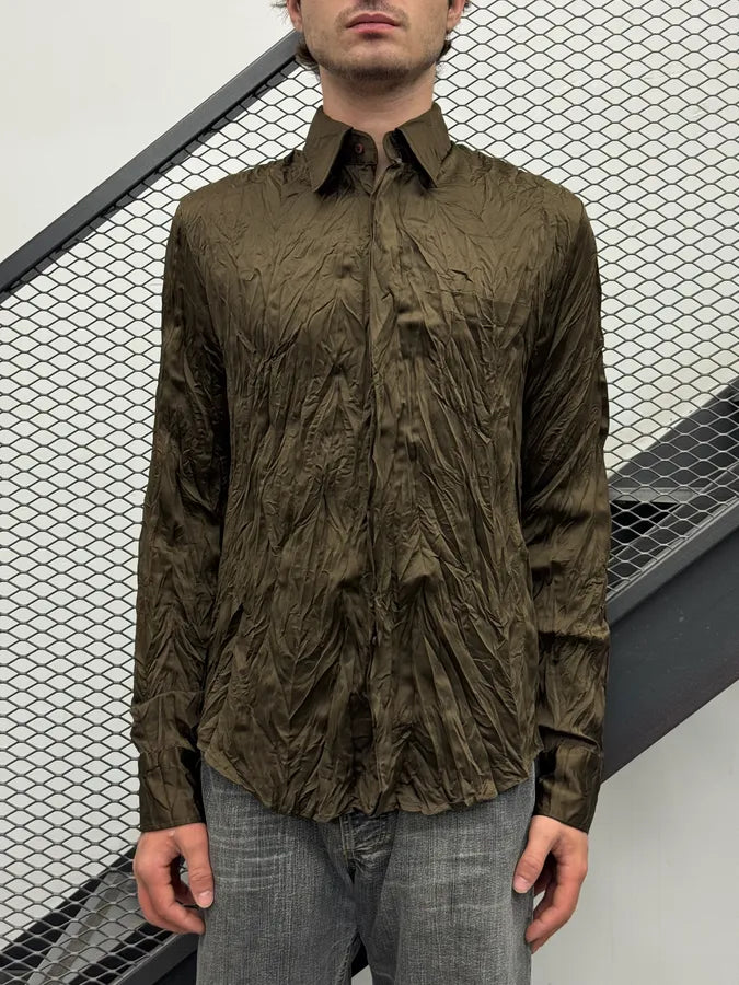 2000s Cavalli Brown Wrinkled Shirt ncAPWHl 1