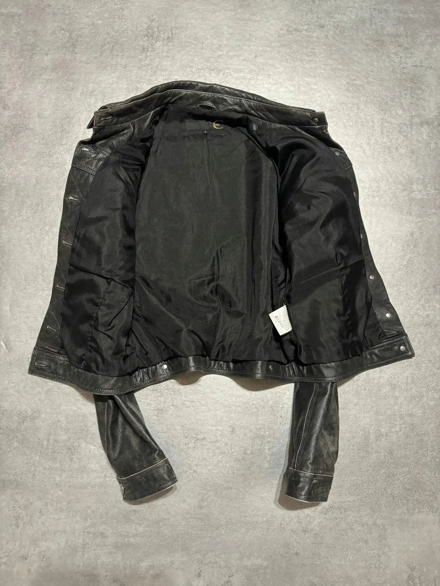 2000s Cavalli Brut Raw Patin Archive Leather Jacket (XS) MYMqscf 4