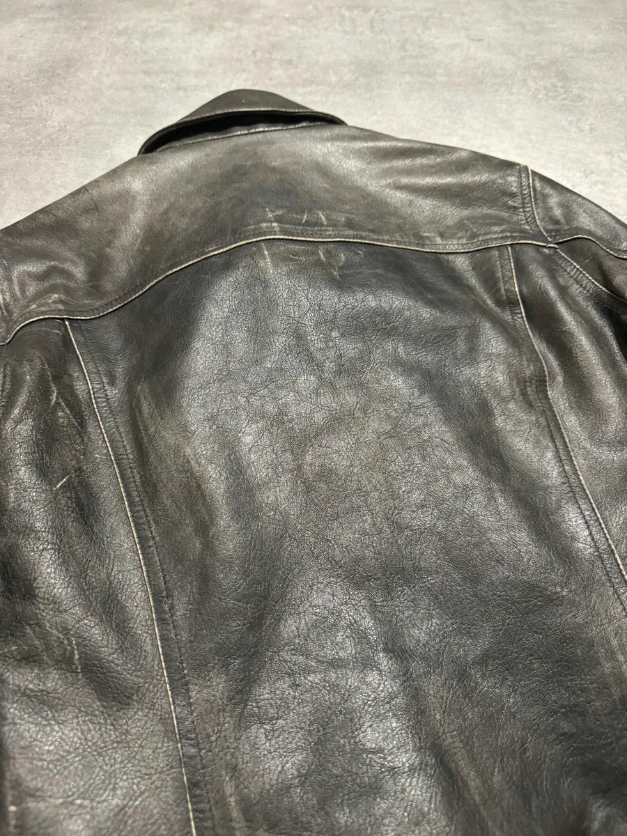 2000s Cavalli Brut Raw Patin Archive Leather Jacket (XS) MYMqscf 6