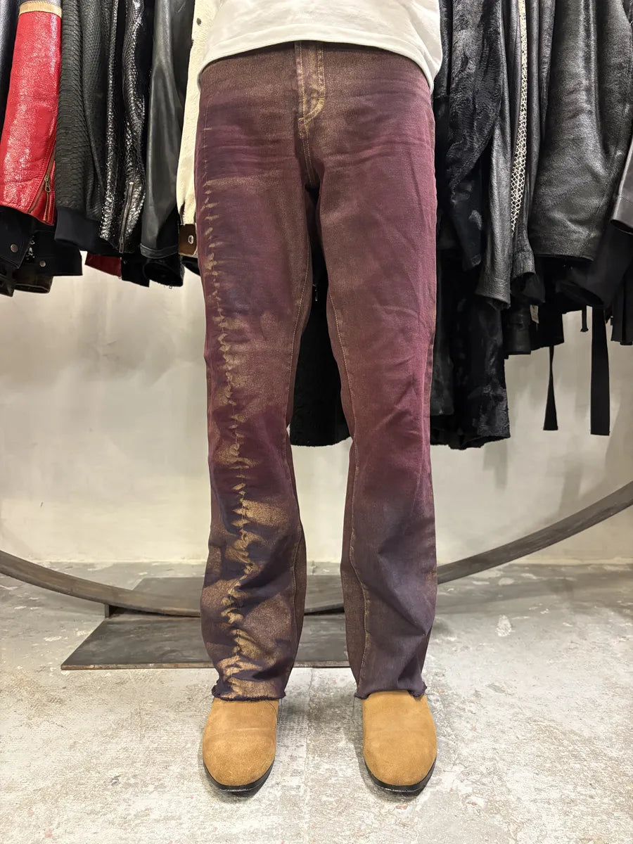2000s Cavalli Burgundy Eroded Gold Pants (M) CgxOSwS 0
