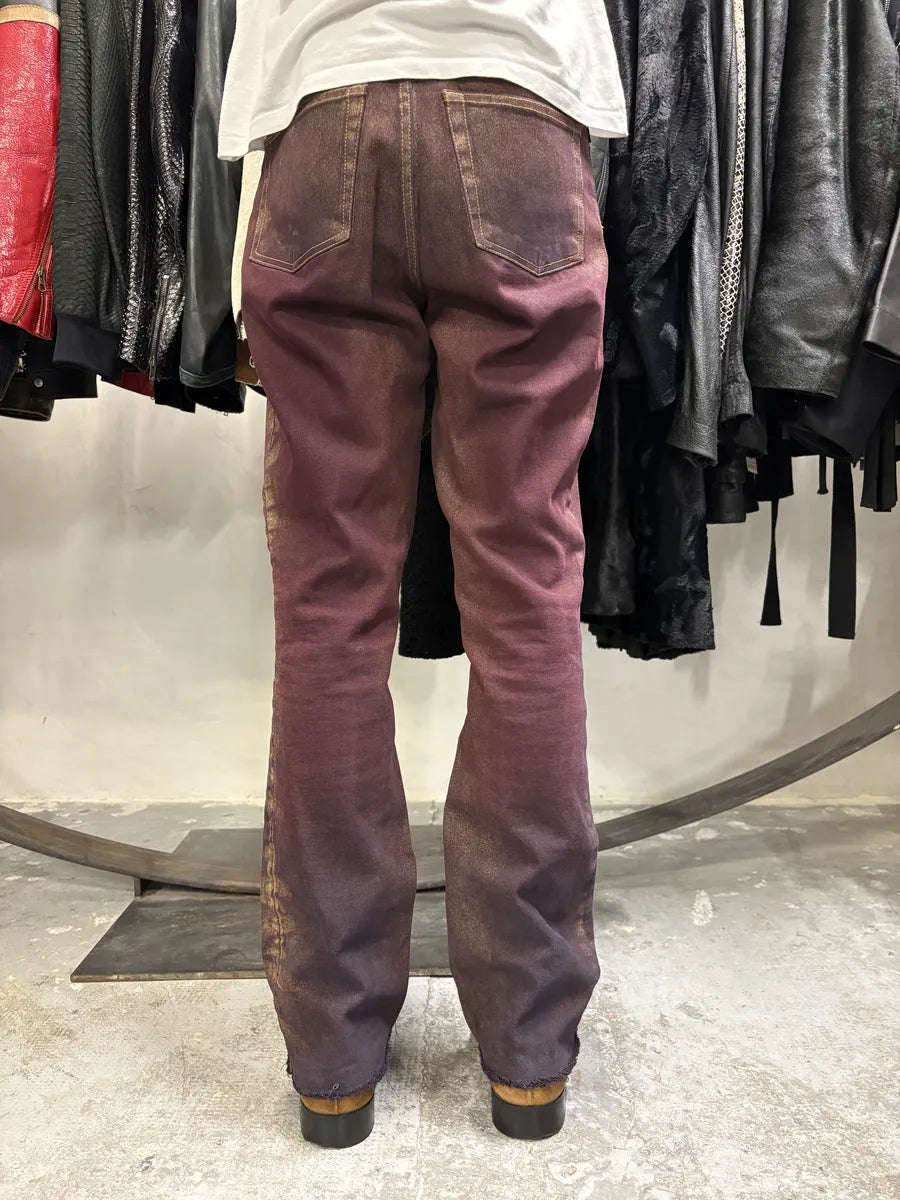 2000s Cavalli Burgundy Eroded Gold Pants (M) CgxOSwS 2