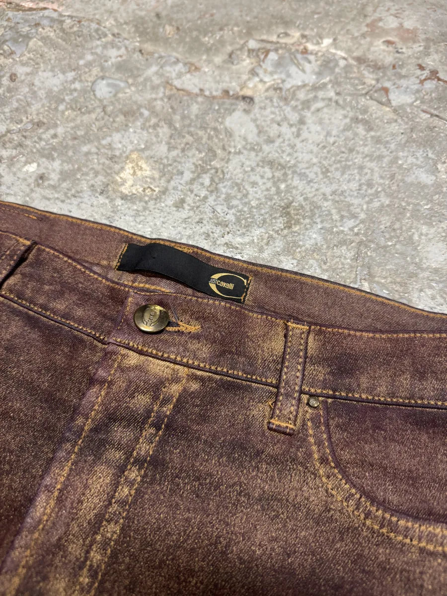 2000s Cavalli Burgundy Eroded Gold Pants (M) CgxOSwS 7