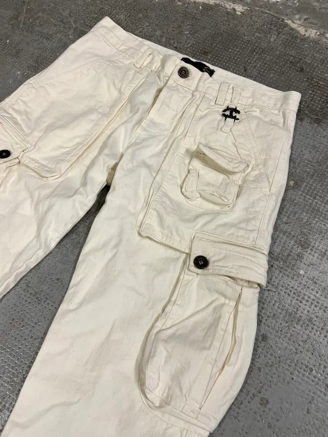 2000s Cavalli Cargo White Pants (M/L) 1