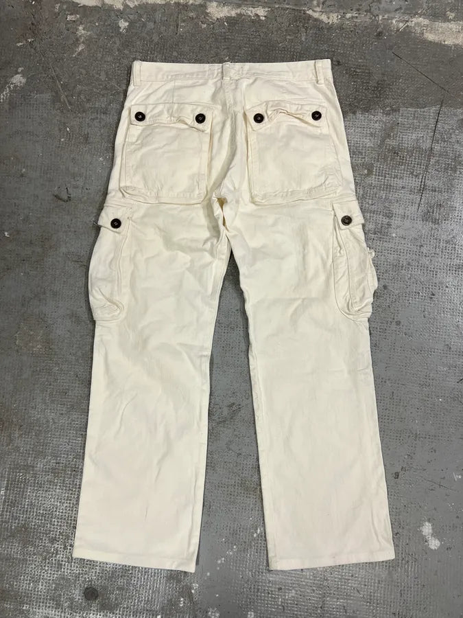 2000s Cavalli Cargo White Pants (M/L) 3
