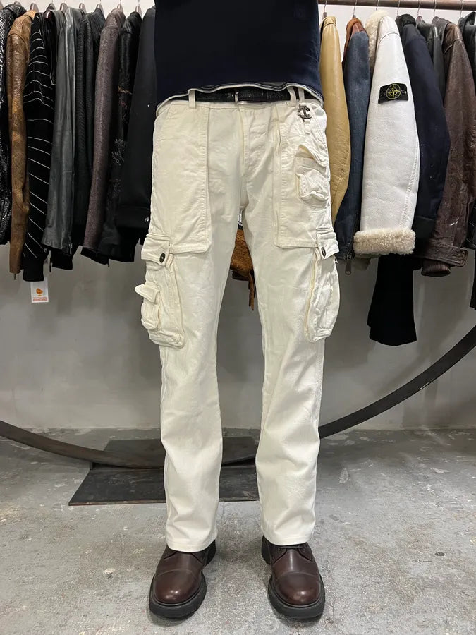 2000s Cavalli Cargo White Pants (M/L) 5