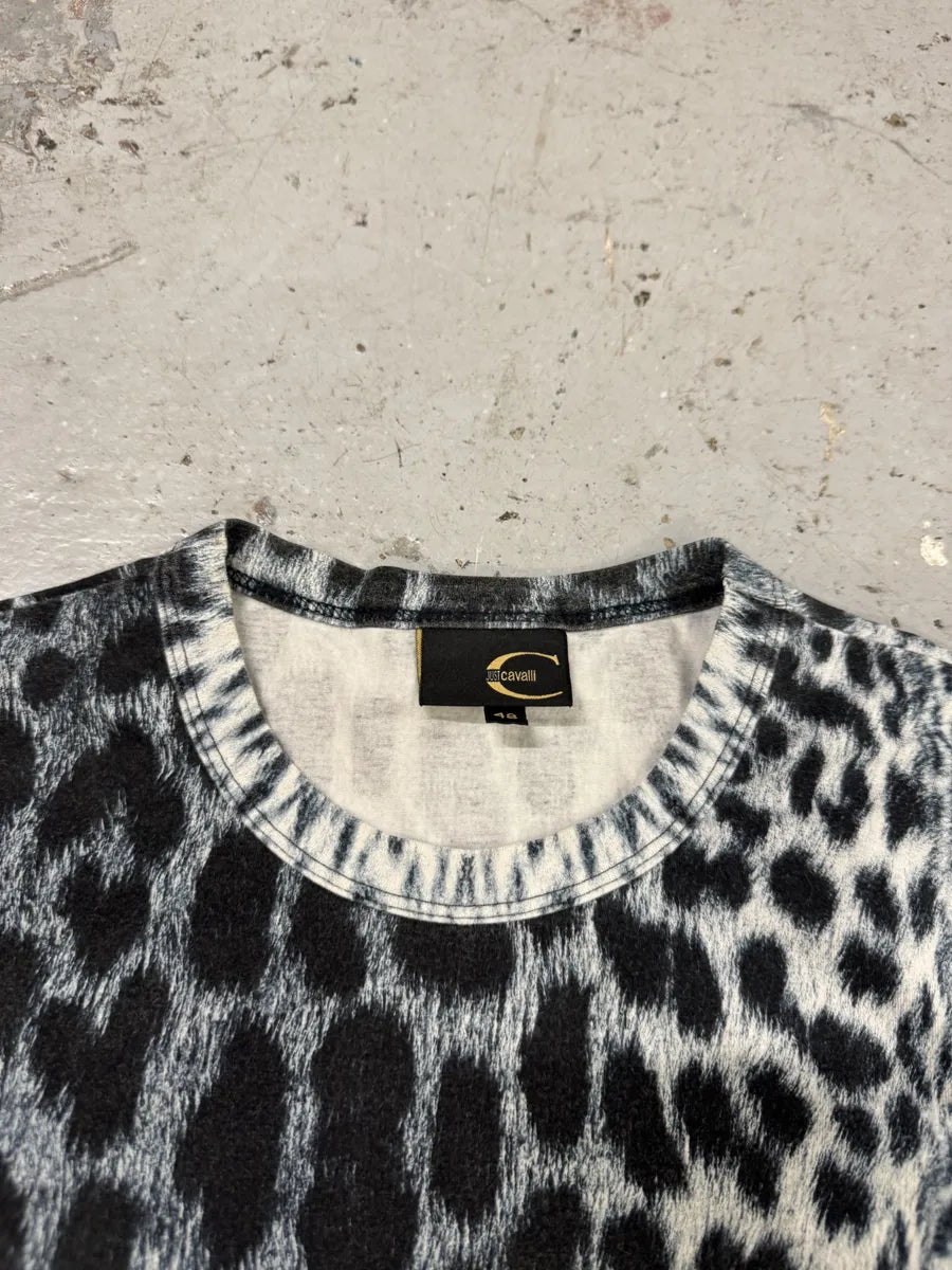 2000s Cavalli Cheetah Leopard Print T-Shirt SGjSPba 8