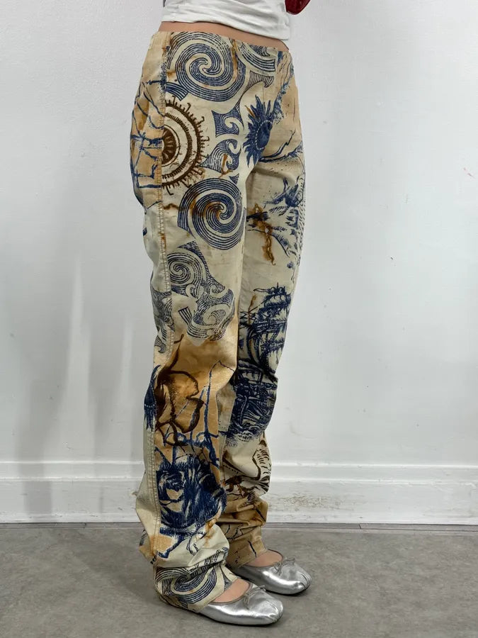 2000s Cavalli Class Eagle Boat Tatoo Beige Pants zDPzgmU 2