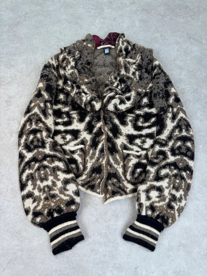 2000s Cavalli Class Leopard Wool Cardigan Jacket MrmSQNv 0