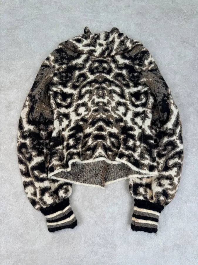 2000s Cavalli Class Leopard Wool Cardigan Jacket MrmSQNv 3