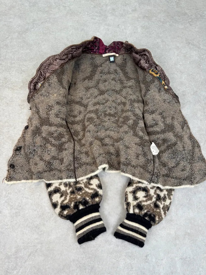 2000s Cavalli Class Leopard Wool Cardigan Jacket MrmSQNv 4