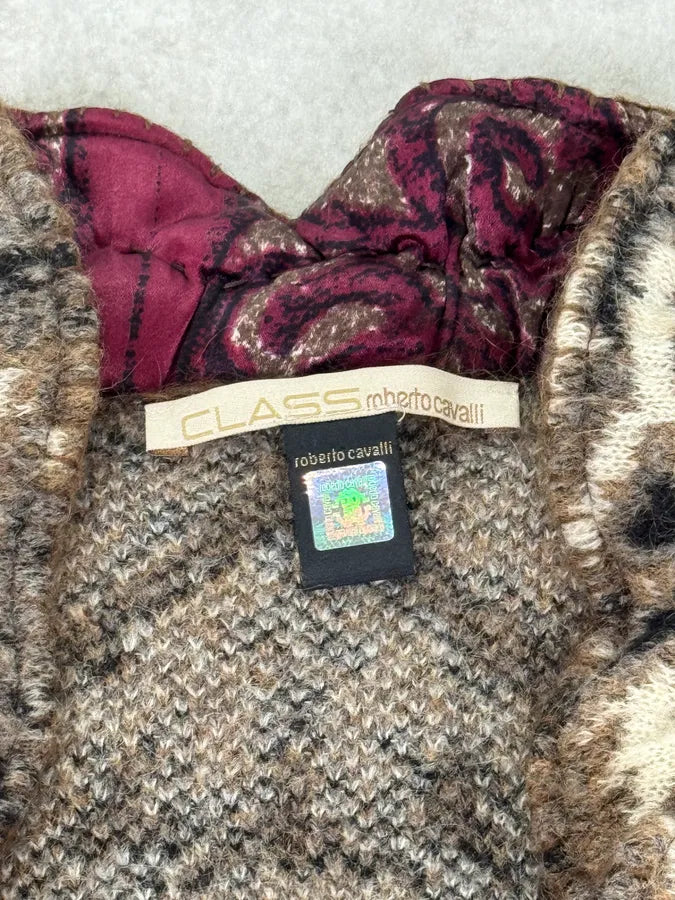 2000s Cavalli Class Leopard Wool Cardigan Jacket MrmSQNv 6
