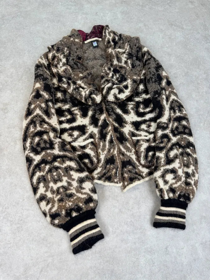 2000s Cavalli Class Leopard Wool Cardigan Jacket MrmSQNv 7