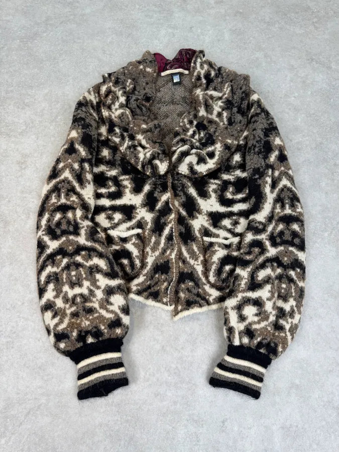 2000s Cavalli Class Leopard Wool Cardigan Jacket MrmSQNv 8