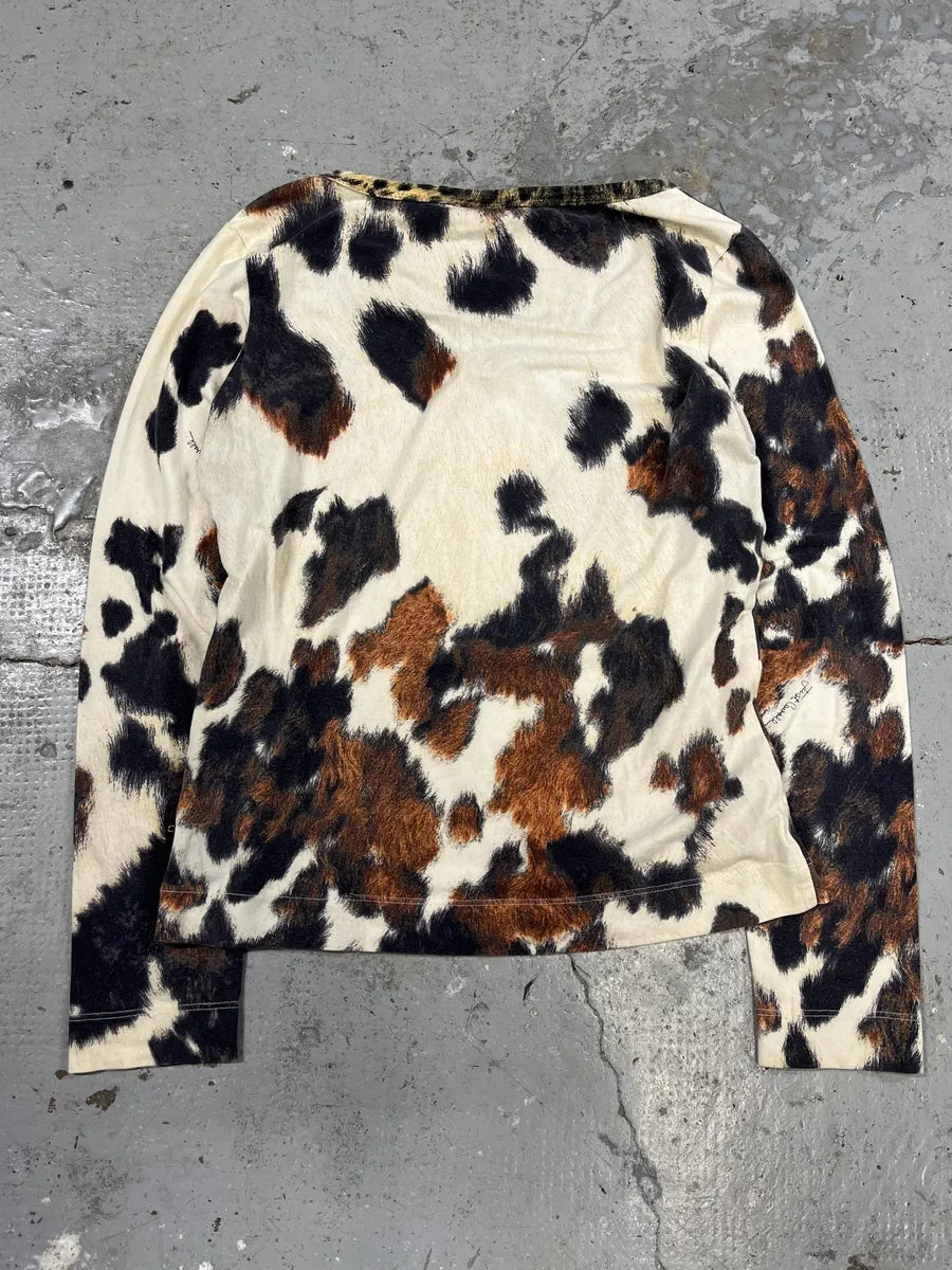 2000s Cavalli Cow Print Top Longsleeves (L) zNhOWSx 3