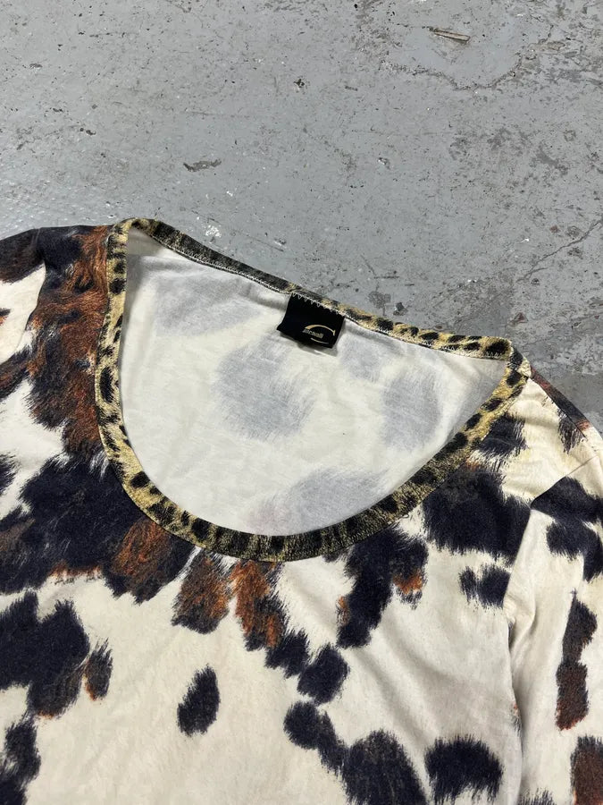 2000s Cavalli Cow Print Top Longsleeves (L) zNhOWSx 5
