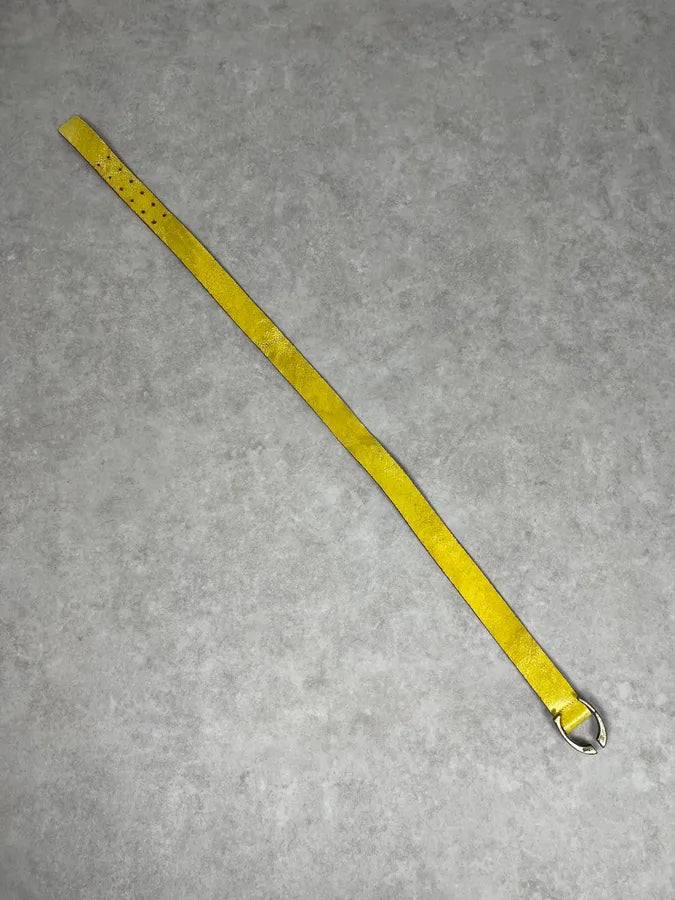 2000s Cavalli Cracked Yellow Leather Belt rwIIqhj 5