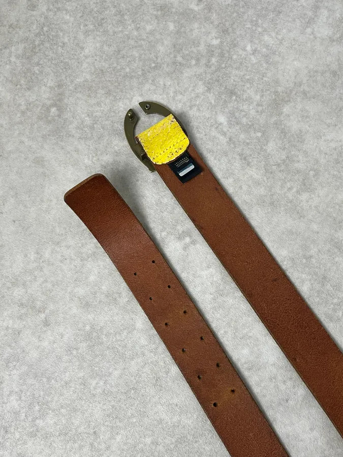 2000s Cavalli Cracked Yellow Leather Belt rwIIqhj 6