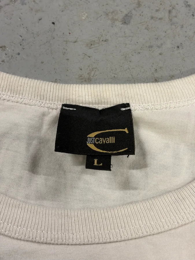 2000s Cavalli Crazy World White T-Shirt ZvmUnYe 7