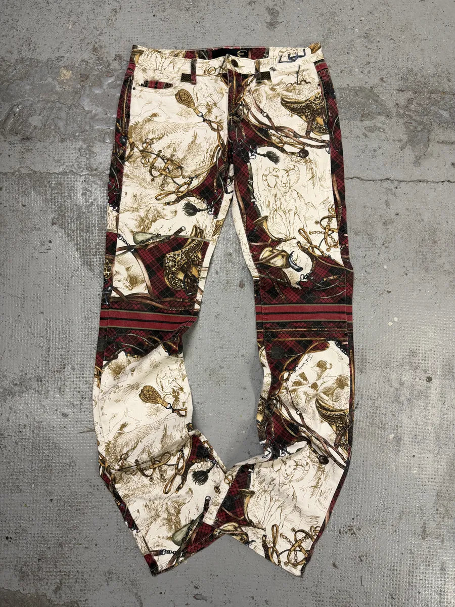 2000s Cavalli Cream Cotton Equestrian Harness Pants TIDrDOf 3
