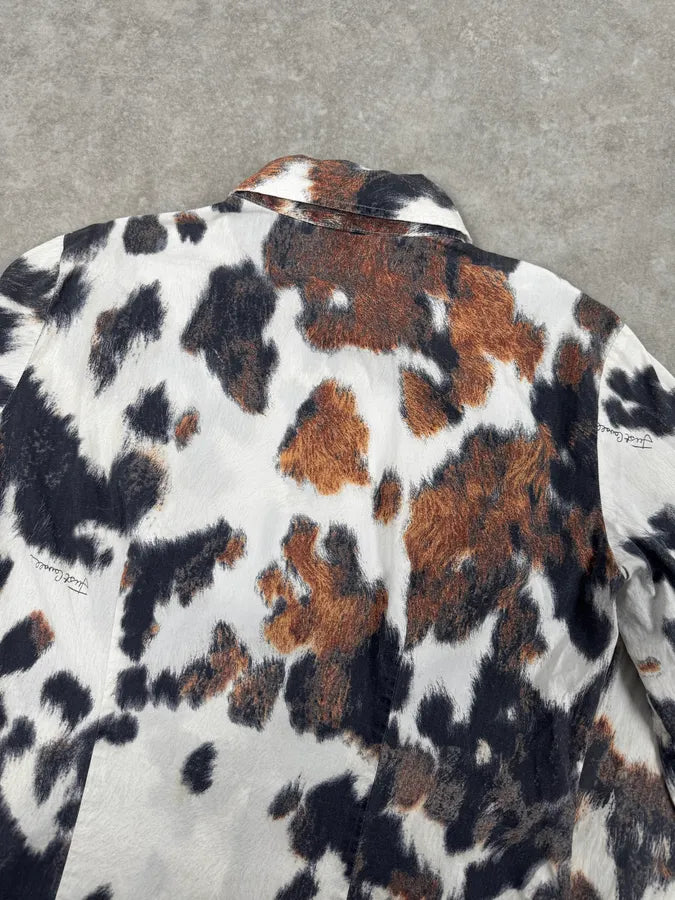 SS2004 Cavalli White & Brown Cow Print Shirt uWvAuyE 5