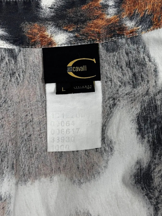 SS2004 Cavalli White & Brown Cow Print Shirt uWvAuyE 11