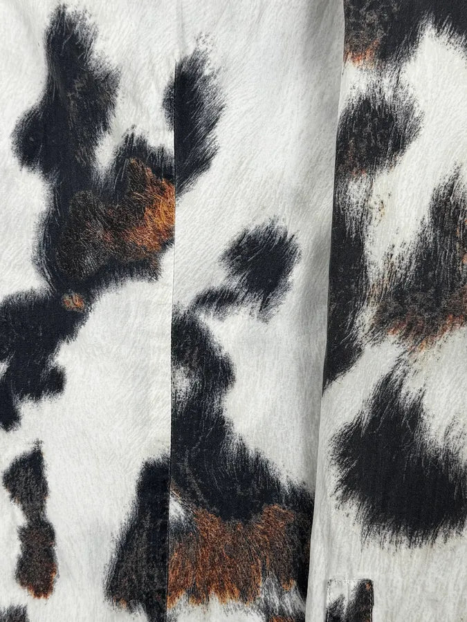 SS2004 Cavalli White & Brown Cow Print Shirt uWvAuyE 8