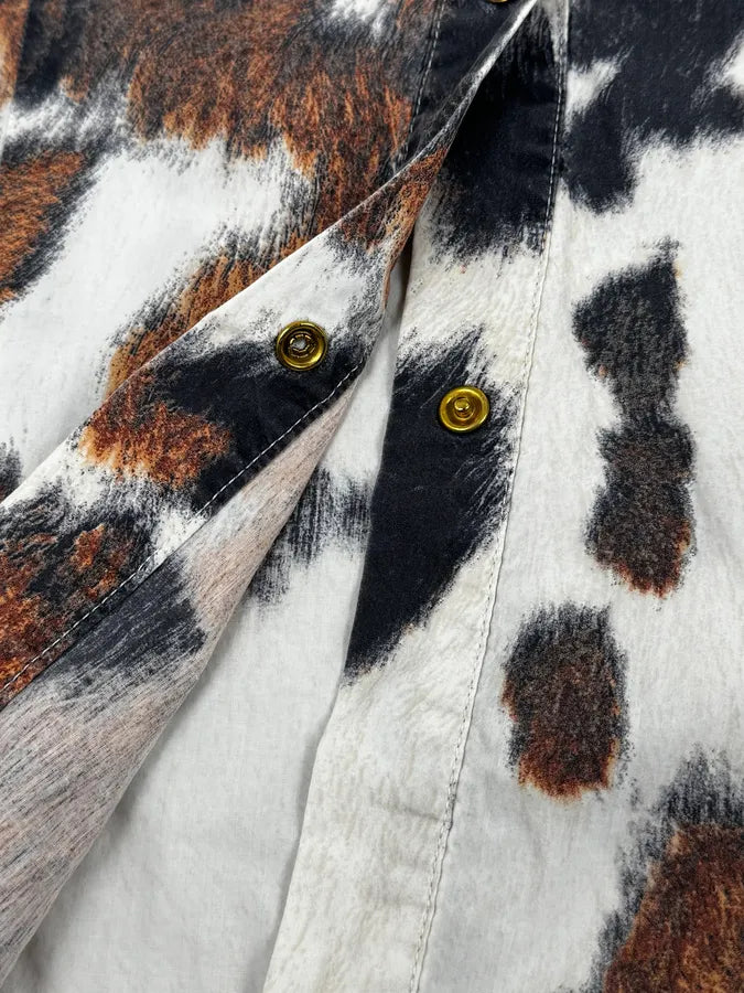 SS2004 Cavalli White & Brown Cow Print Shirt uWvAuyE 9