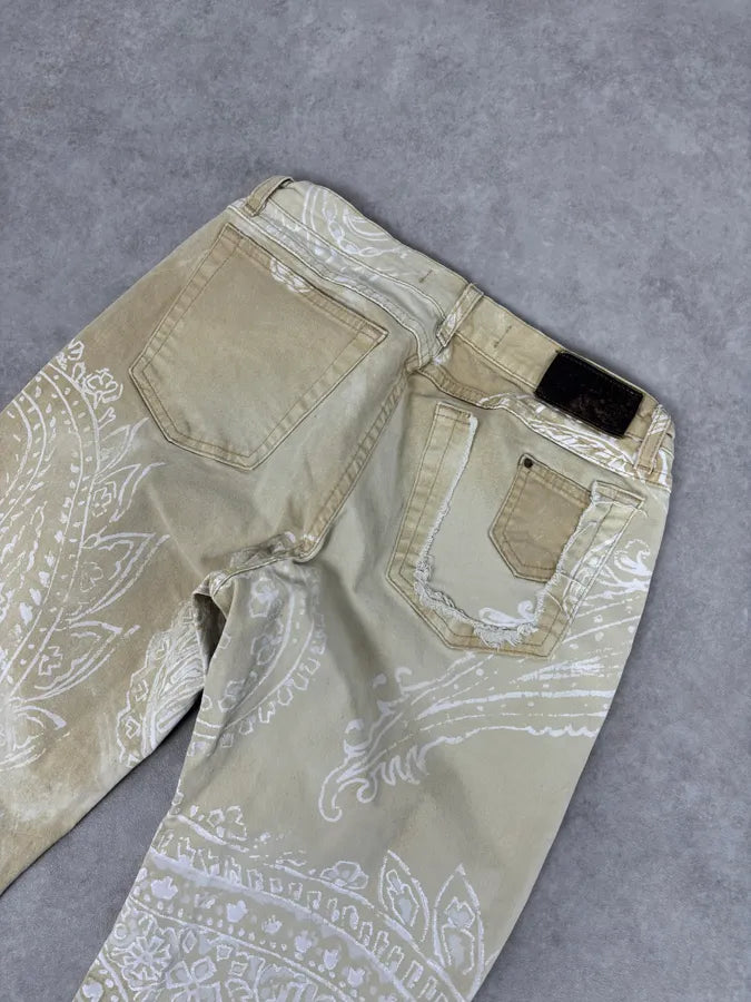 AW2003 Cavalli Beige & White Presley Flare Pants LRUKKMy 6