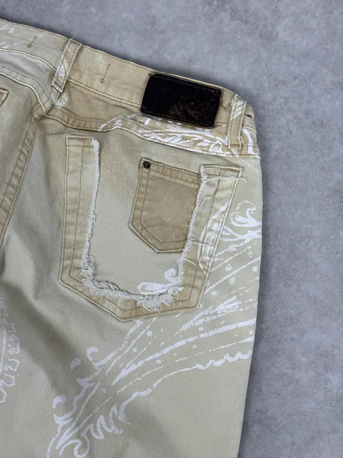AW2003 Cavalli Beige & White Presley Flare Pants LRUKKMy 7