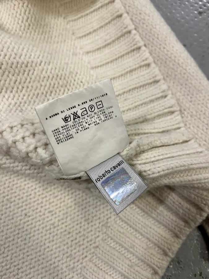 2000s Cavalli Cream Faded Wool Sweater LUiCoBQ 9