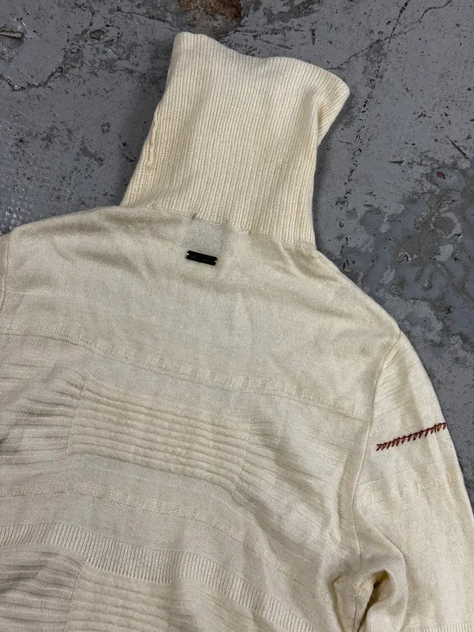 2000s Cavalli Cream White Abstract Turtleneck Sweater pndeMhi 7