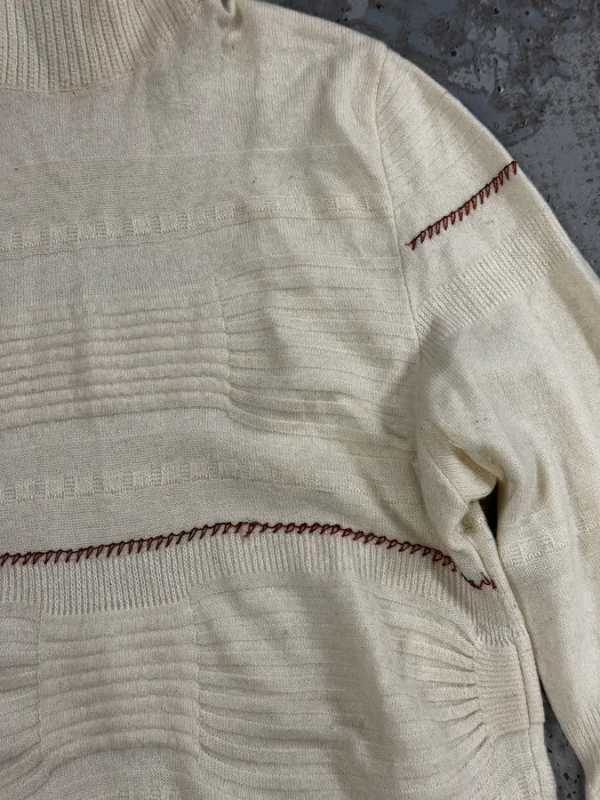 2000s Cavalli Cream White Abstract Turtleneck Sweater pndeMhi 8