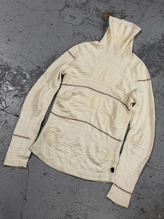 2000s Cavalli Cream White Abstract Turtleneck Sweater pndeMhi 4