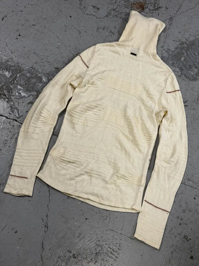 2000s Cavalli Cream White Abstract Turtleneck Sweater pndeMhi 5