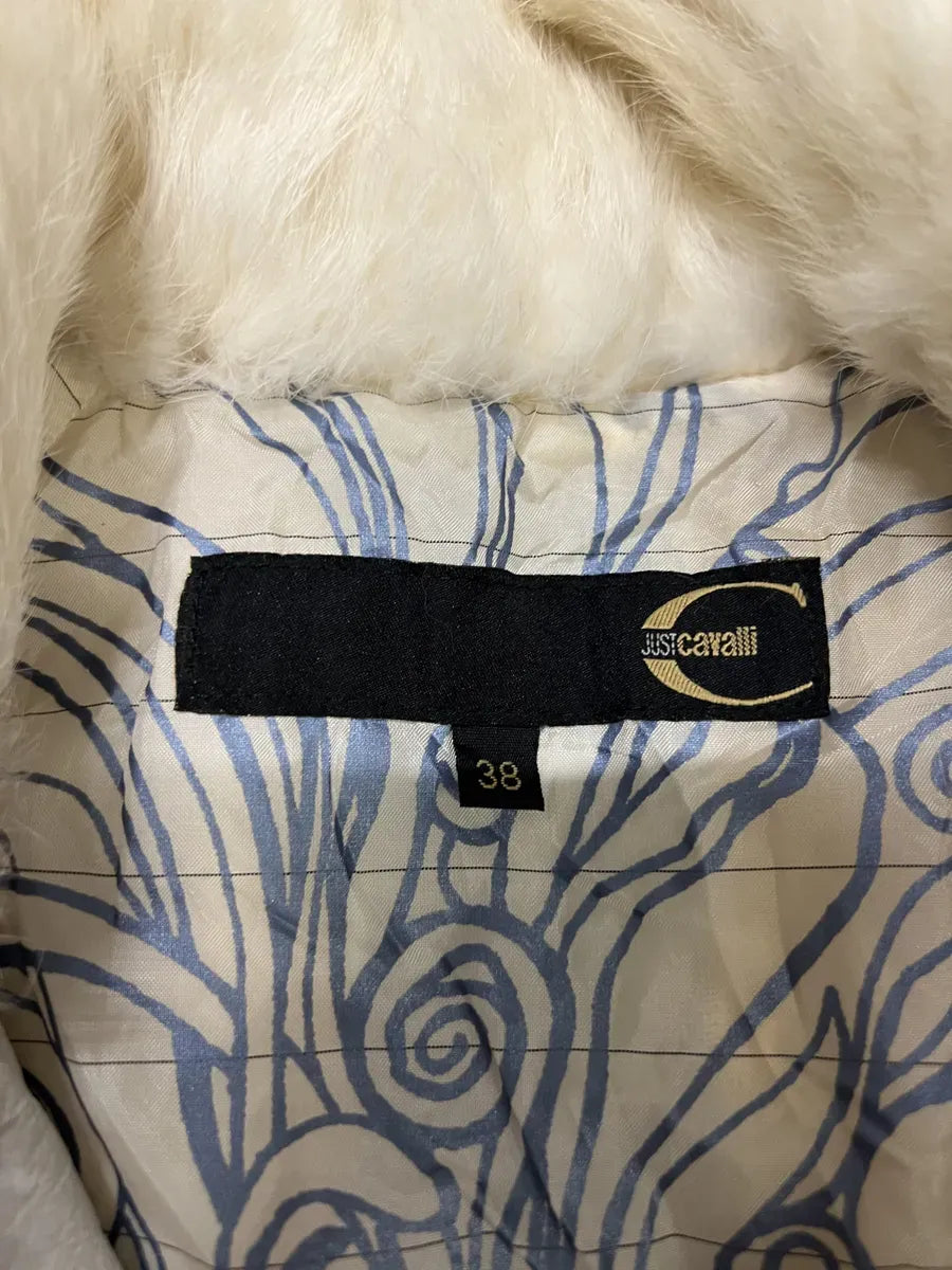 2000s Cavalli Creamy Rabbit Fur Avant-garde Leather Jacket fDOsRPi 9
